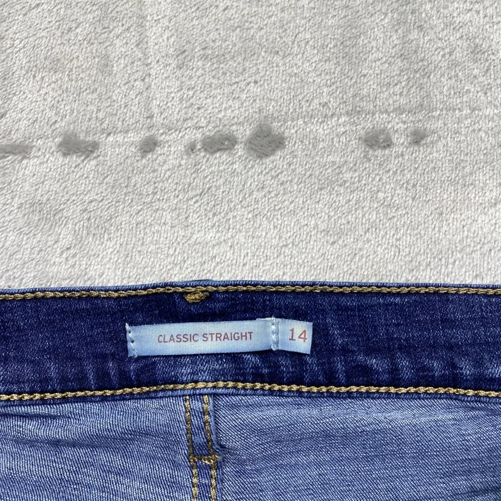 Levi's Women's Classic Straight Leg Jeans Dark Wash Blue Size 14 Fits 33" Grunge - Picture 6 of 11